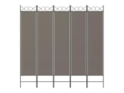 Biombo-Mampara divisoria de 5 paneles Antracita 200x200 cm Tejido Gris