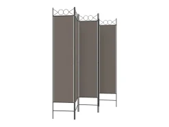 Biombo-Mampara divisoria de 5 paneles Antracita 200x200 cm Tejido Gris
