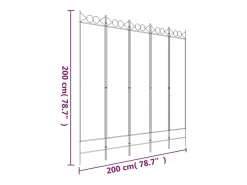 Biombo-Mampara divisoria de 5 paneles Antracita 200x200 cm Tejido Gris