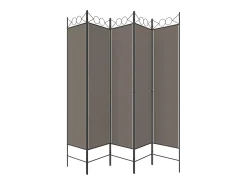 Biombo-Mampara divisoria de 5 paneles Antracita 200x200 cm Tejido Gris
