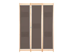 Biombo-Mampara divisoria de 3 paneles Marrón 120x170x4 cm Tela Marru00f3n