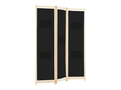 Mampara divisoria de 3 paneles Tela Negra 120x170x4 cm Negro New