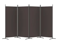 Biombo-Mampara divisoria de 4 paneles Marrón 346x180 cm Tela Marru00f3n