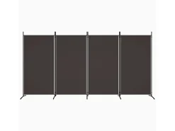 Biombo-Mampara divisoria de 4 paneles Marrón 346x180 cm Tela Marru00f3n