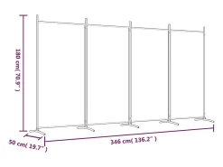 Biombo-Mampara divisoria de 4 paneles Marrón 346x180 cm Tela Marru00f3n
