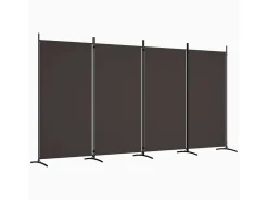 Biombo-Mampara divisoria de 4 paneles Marrón 346x180 cm Tela Marru00f3n