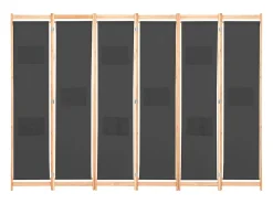 Biombo-Mampara divisoria de 6 paneles 240 x 170 x 4 cm Tela Gris
