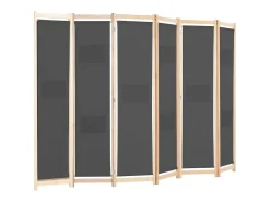 Biombo-Mampara divisoria de 6 paneles 240 x 170 x 4 cm Tela Gris