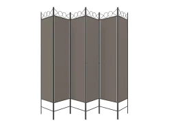 Biombo-Mampara divisoria de 6 paneles Antracita 240x200 cm Tejido Gris