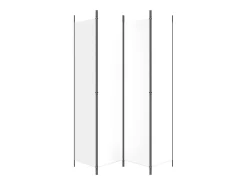 Biombo-Mampara divisoria de 4 paneles Tela Blanca 200x220 cm Blanco