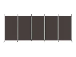 Biombo-Mampara divisoria de 5 paneles Marrón 433x180 cm Tela Marru00f3n