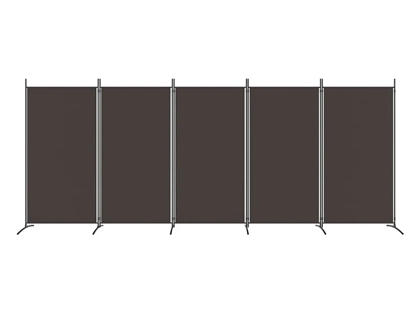 Biombo-Mampara divisoria de 5 paneles Marrón 433x180 cm Tela Marru00f3n