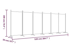 Mampara divisoria de 6 paneles Tela Blanca 520x180 cm Blanco New