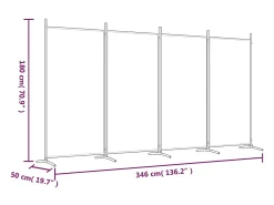 Biombo-Mampara divisoria de 4 paneles Tela Negra 346x180 cm Negro