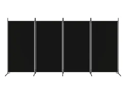 Biombo-Mampara divisoria de 4 paneles Tela Negra 346x180 cm Negro