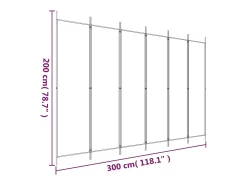 Mampara divisoria de 6 paneles Tela Negra 300x200 cm Negro Sale