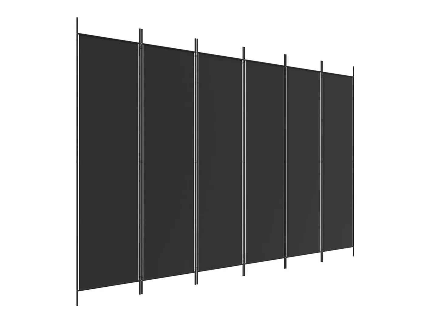 Mampara divisoria de 6 paneles Tela Negra 300x200 cm Negro Sale