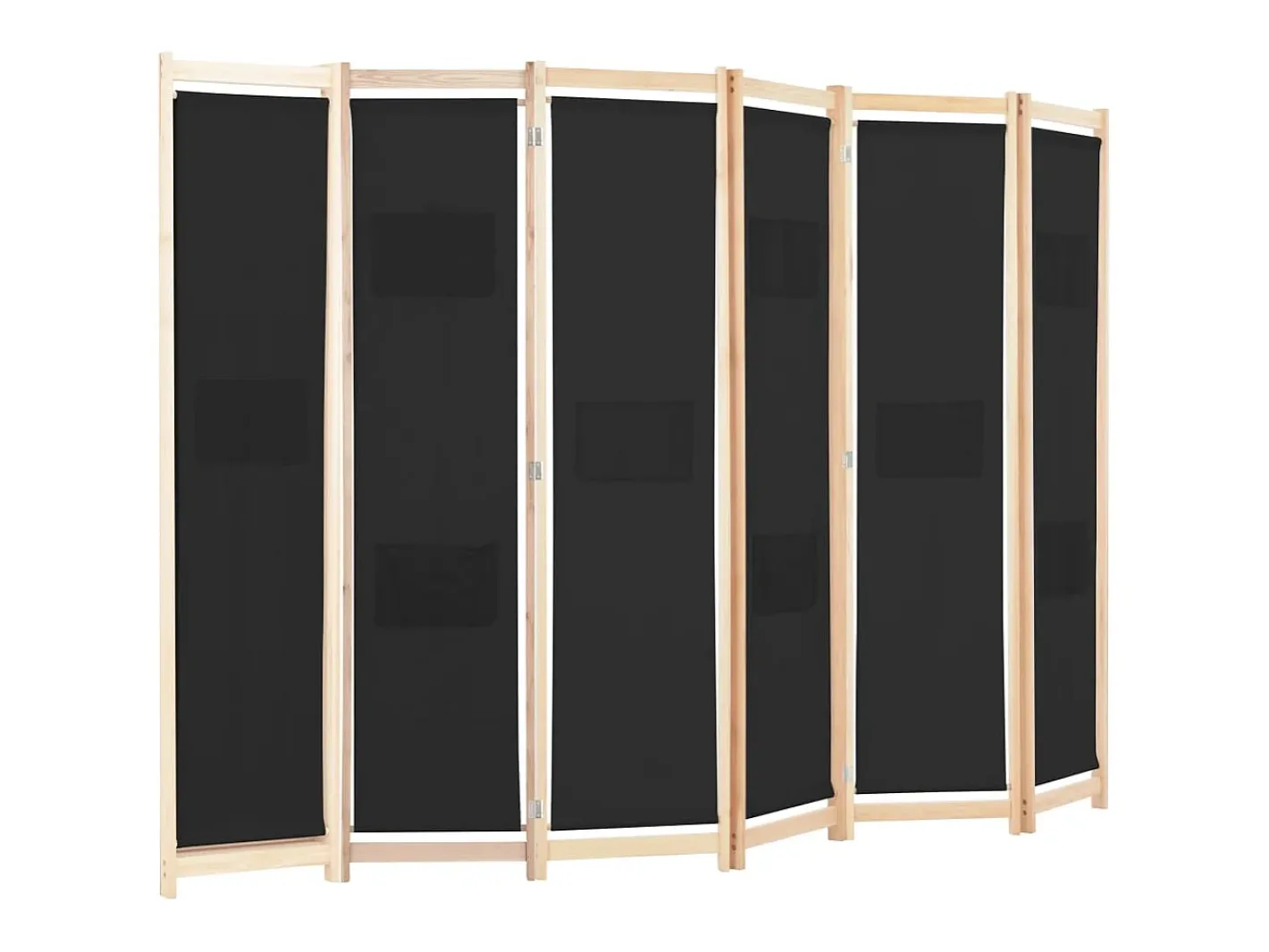 Hot Mampara divisoria de 6 paneles Tela Negra 240 x 170 x 4 cm Negro