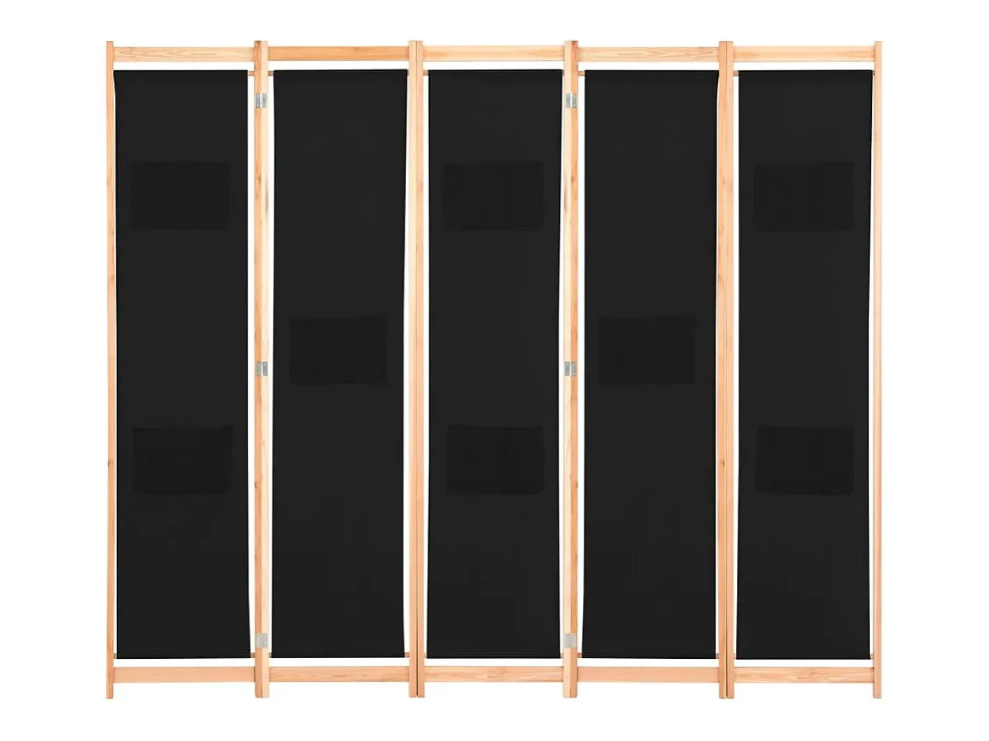 Mampara divisoria de 5 paneles Tela Negra 200 x 170 x 4 cm Negro New