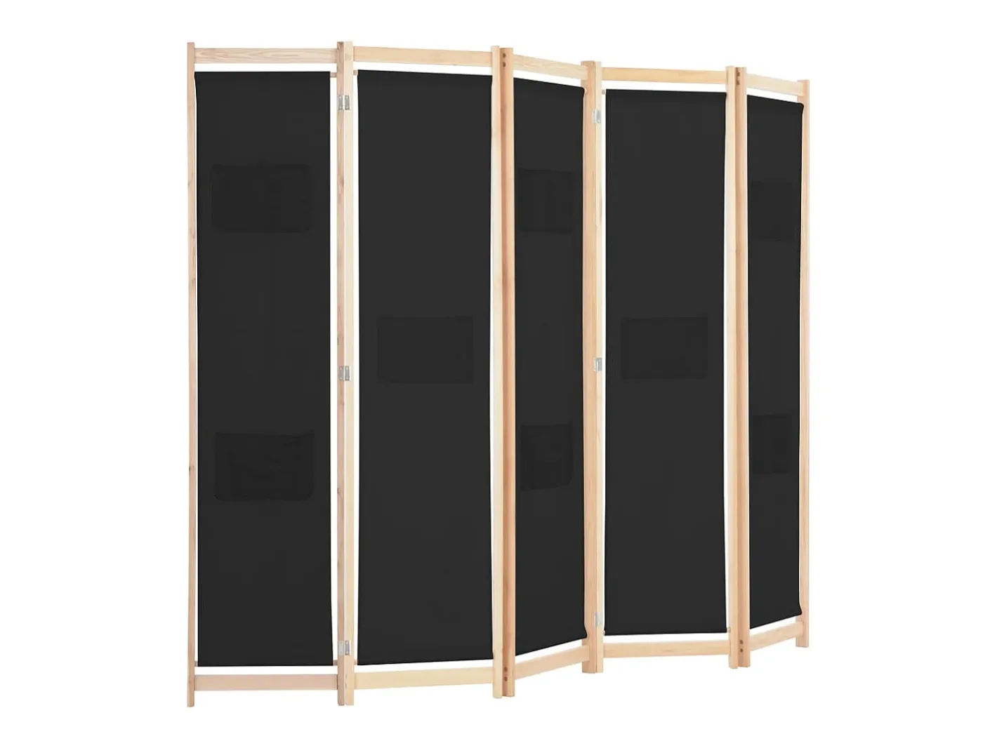 Mampara divisoria de 5 paneles Tela Negra 200 x 170 x 4 cm Negro New