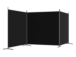 Hot Mampara divisoria de 3 paneles Tela Negra 525x180 cm Negro