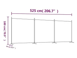 Hot Mampara divisoria de 3 paneles Tela Negra 525x180 cm Negro