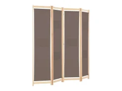 Biombo-Mampara divisoria de 4 paneles Marrón 160x170x4 cm Tela Marru00f3n