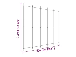 Mampara divisoria de 5 paneles Tela Blanca 250x220 cm Blanco