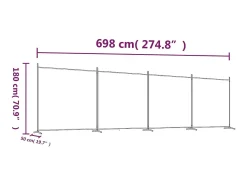 Mampara divisoria de 4 paneles 698x180 cm Tela Blanco Outlet