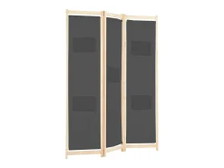 Biombo-Mampara divisoria de 3 paneles 120x170x4 cm Tela Gris