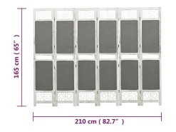 Biombo-Mampara divisoria de 6 paneles 210x165 cm Tela Gris