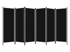 Biombo-Mampara divisoria de 6 paneles Negra 300x180 cm Negro