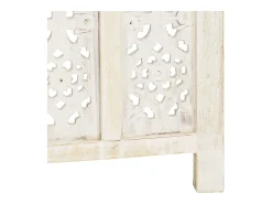 Biombo-Mampara divisoria de 4 paneles 160x165 cm Madera de mango Blanco