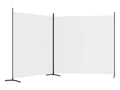 New Mampara divisoria de 2 paneles Tela Blanca 348x180 cm Blanco