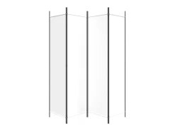 Biombo-Mampara divisoria de 4 paneles Tela Blanca 200x200 cm Blanco