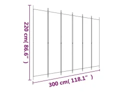 Mampara divisoria de 6 paneles Antracita 300x220 cm Tejido Gris Outlet