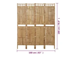 Biombo-Mampara divisoria de bambú de 4 paneles 160x180 cm Marru00f3n