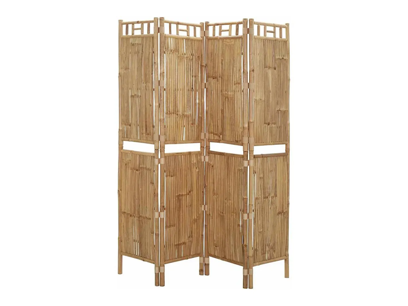 Biombo-Mampara divisoria de bambú de 4 paneles 160x180 cm Marru00f3n