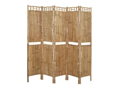 Biombo-Mampara divisoria de bambú de 5 paneles 200x180 cm Marru00f3n