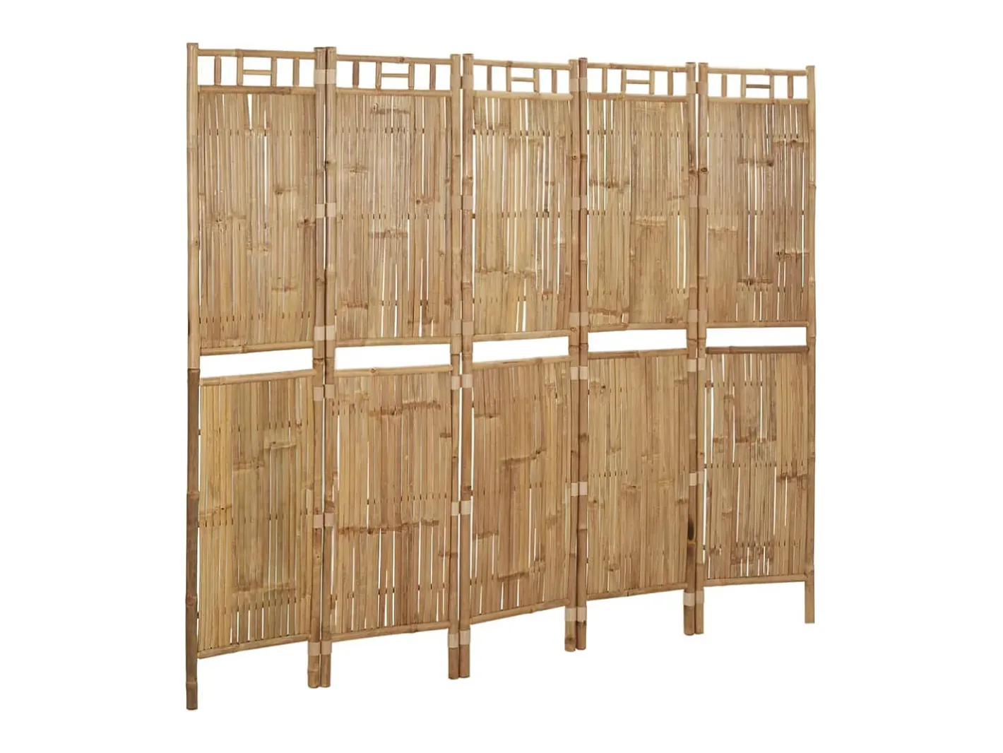 Biombo-Mampara divisoria de bambú de 5 paneles 200x180 cm Marru00f3n