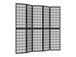 Mampara divisoria plegable de 5 paneles 200x170 cm Negra Negro Outlet