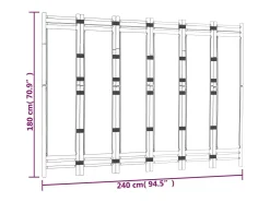 New Mampara plegable 6 paneles 240 cm Bambú y lona Crema