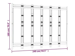 Mampara plegable 6 paneles 240 cm Bambú y lona Negro Outlet