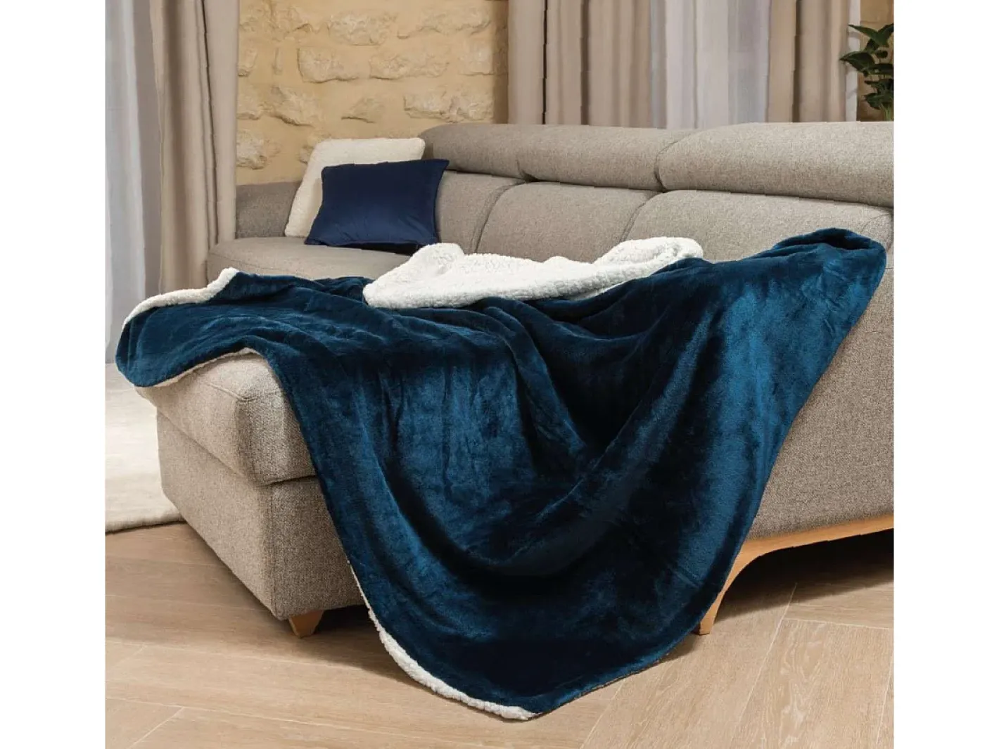 Manta Azul Marino - Nalui Azul oscuro Outlet