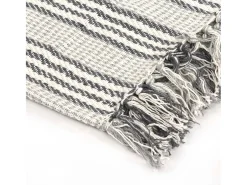 Ropa De Cama-Manta a rayas de algodón y blanco 125x150 cm ES891306 Gris