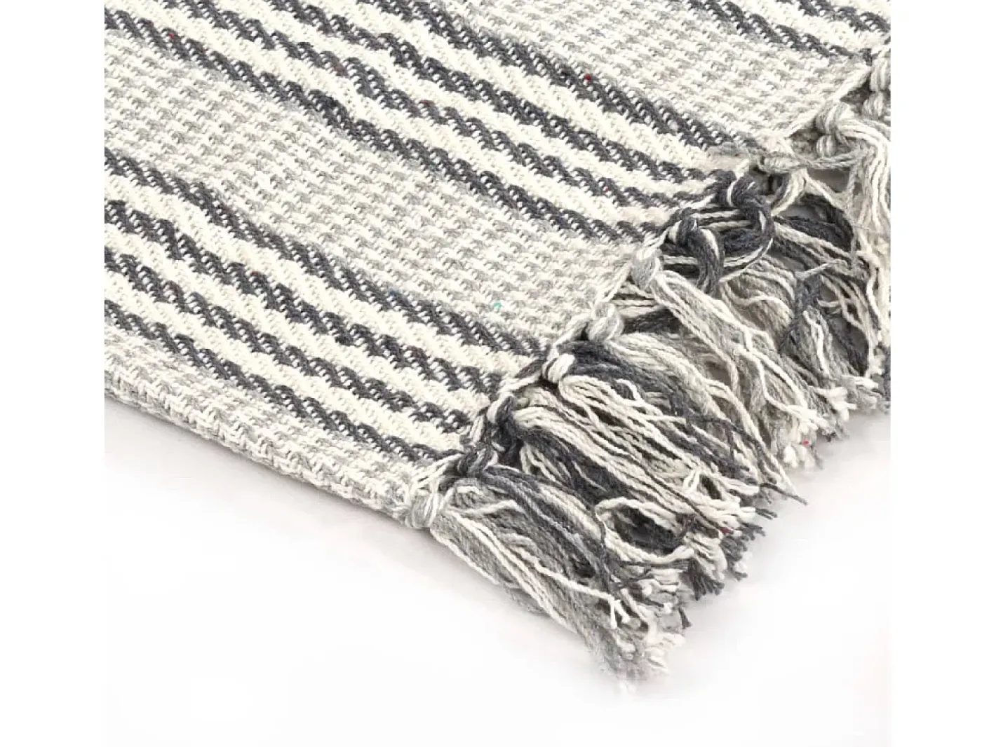Ropa De Cama-Manta a rayas de algodón y blanco 125x150 cm ES891306 Gris