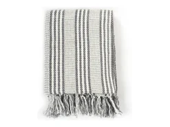 Ropa De Cama-Manta a rayas de algodón y blanco 125x150 cm ES891306 Gris