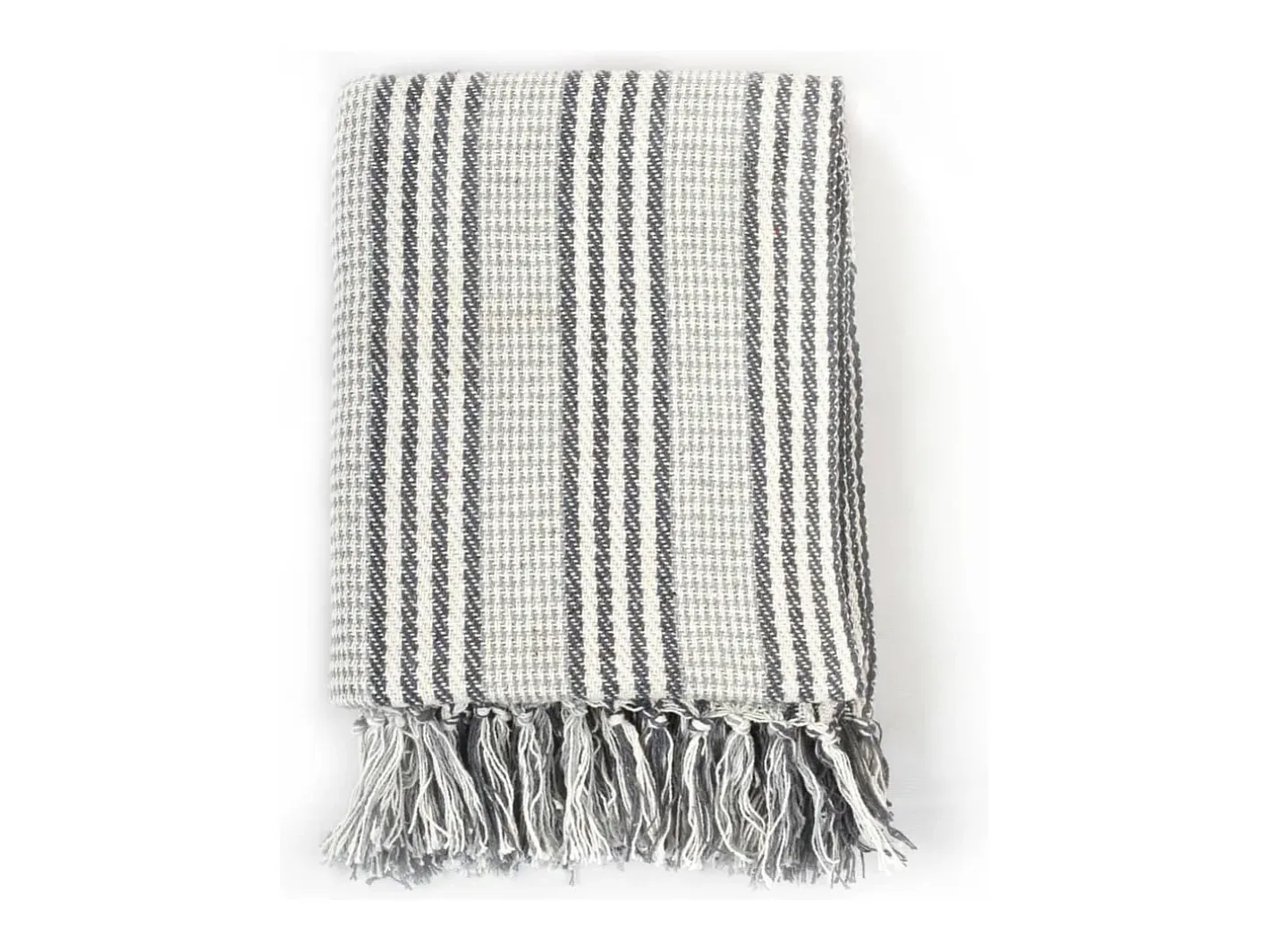 Ropa De Cama-Manta a rayas de algodón y blanco 125x150 cm ES891306 Gris