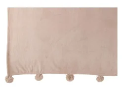 Online J-Line Manta con pompones de poliéster beige oscuro 173x126cm Color natural claro