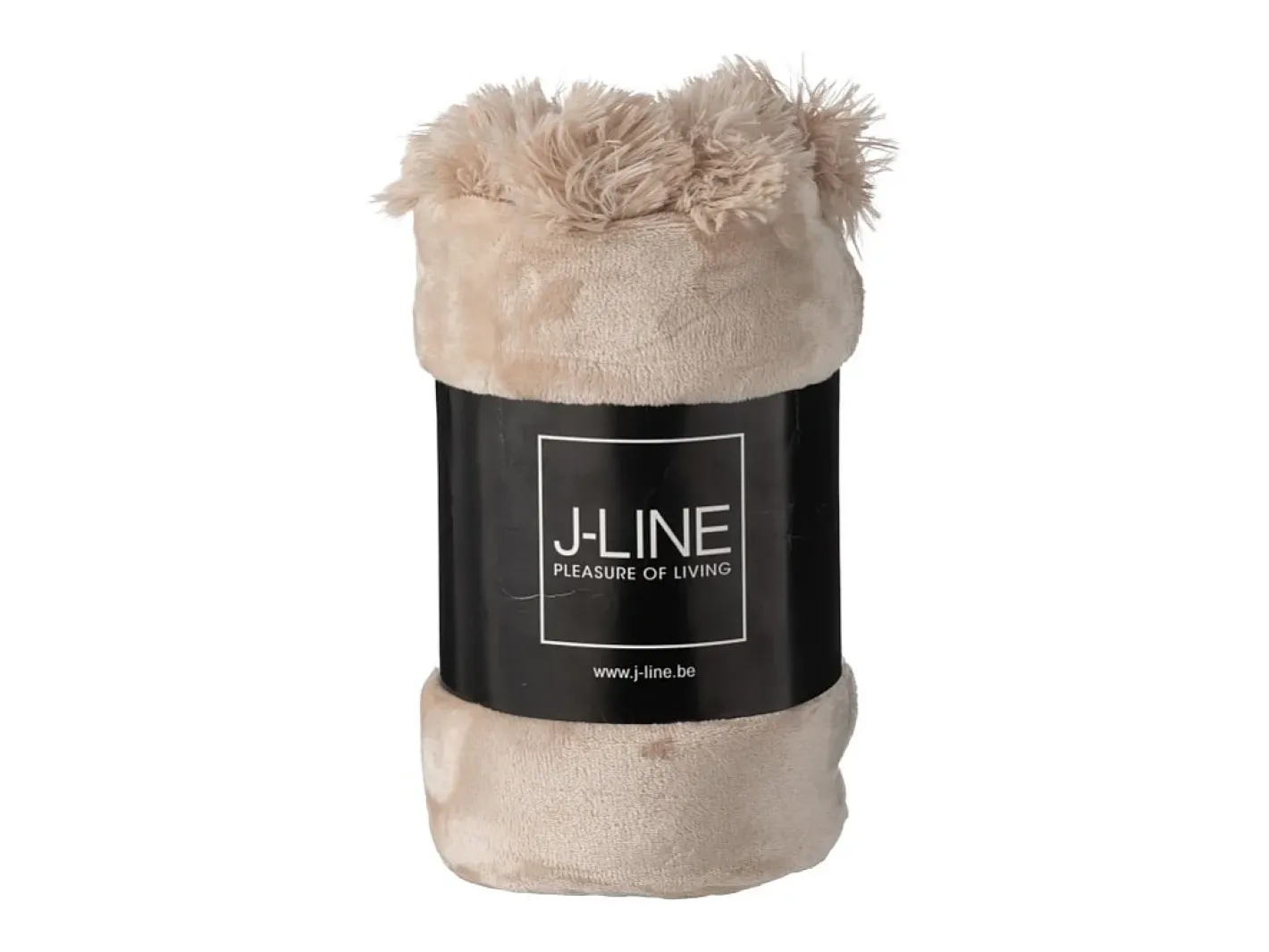 Online J-Line Manta con pompones de poliéster beige oscuro 173x126cm Color natural claro